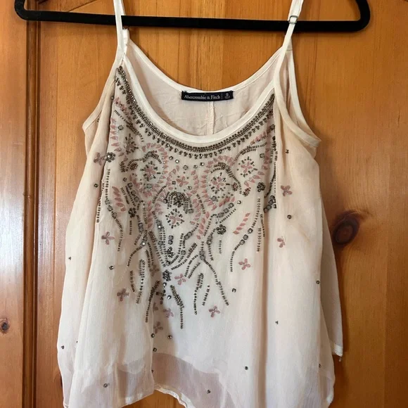Abercrombie & Fitch Cream Embellished Camisole - Picture 1 of 6